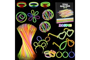 Vicloon Glow Stick,235pcs Bracelets Fluorescents Lumineux Glow avec Connecteurs pour Faire des Colliers et Des Bracelets pour Carnaval,Fête