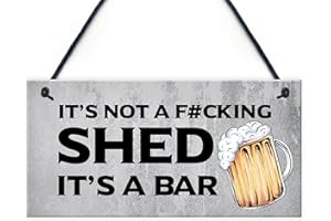 RED OCEAN Segno divertente per la casa con scritta in inglese "Rude Shed", cartello da bar per giardino, capannone, garage, uomo, grotta