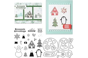 Vordpe Schneiden Stempel und Stanzen Set, Silikonstempel Weihnachten und Stanzschablonen für DIY Scrapbooking Geburtstage Grußkarten Glückwunschkarte, Kunsthandwerk (Schneemann)