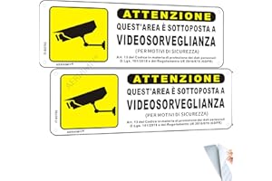 AERHIMIY Cartello Area Videosorvegliata Alluminio Riflettente 25x9 cm, Cartello Videosorveglianza Adesivo Cartello Area Videosorvegliata a Norma GDPR, Protezione UV, Impermeabile, Antiruggine, Con fori