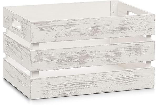 Zeller 15131 Caisse de rangement Bois de Polonia Blanc 35 x 25 x 20,5 cm