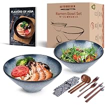 Ciotole Udon E Noodle Set Ciotole Ramen Per 2 Persone | Ceramica Nera 1,1L | Con Bacchette E Cucchiai Set Cucchiaio Bacchette - 13