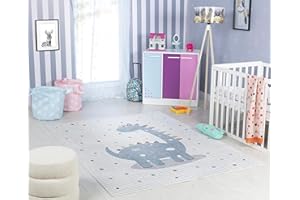 Livabliss Dinosaur Washable Kids Rug - Childrens Rugs for Bedroom 120x170 cm, Machine Washable Animal Rug for Girls & Boys Bedroom, Playroom and Nursery Rugs - Girl, Boy, Baby, Kids Carpet, Cream