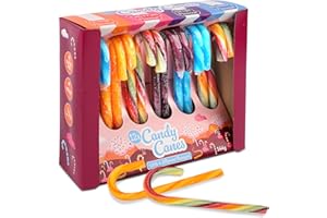 SWEET BUDDIES Becky´s Candy Canes Zuckerstangen - 12er Set bunt, 12 cm - Orange, Tutti Frutti, Weintraube & Blaubeere - Weihnachtsdeko, Baumdeko & Süßigkeit für Weihnachtsteller, Advent & Geschenkidee