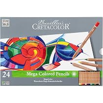 CRETACOLOR MegaColor Stifte 12er-Set – Extra Dicke Mine (6,4 Mm), Hochpigmentiert, Im Metalletui – Für Künstler & Zeichner