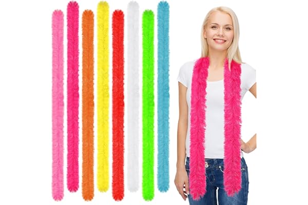 Cinderlot de 8 boas moelleux en plumes artificielles - Décoration femme - Costume robe fille - Fête à thé, multicolore