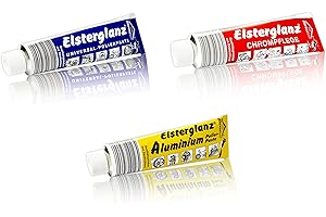 hs24store Elsterglanz 3er Set 150ml XXL Tube Chrom,Universal,Aluminium Politur, Paste