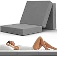 TEHORNEO Matelas Pliable 1 personne 195x75x10 cm, Noir, Mi-ferme, Hypoallergénique, Pliable, Facile à transporter et à stocker