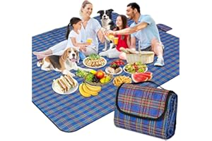 Cleaneaty Picnic Blanket, Foldable Outdoor Beach Blanket Waterproof Beach Rug Lightweight Picnic Mat with Handle for Hiking Travelling Beach Camping Parks Family