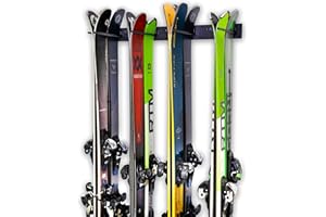 StoreYourBoard Ski Wall Storage Rack, Holds 8 Pairs, Steel Home and Garage Skis Mount