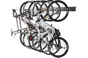 PYBTOOL Soporte de pared para bicicletas de garaje, 6 soportes para bicicletas y 6 ganchos para casco, carga máxima de 270 kg, 160 cm