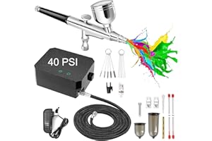 Gocheer 40PSI Mini de Aerógrafo, Doble Acción Multi-Función Kit De Aerógrafo con Compresor para Pintura Aerografo Portatil para Decoración Tartas Maquillaje Arte Artesanía Diseño Uñas Modelo Tatuaje