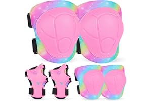 MHJY Genouillère Enfant Protection Roller Velo Fille Coudières Protège-Poignets Garçons Protege Genoux 7 en 1 pour Velo Skateboard Trotinette Patinage 3-8 Ans
