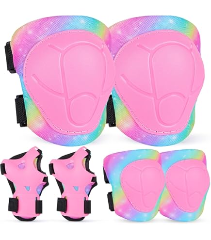 LANOVAGEAR Beschermingsset voor Kinderen, Kniebeschermers, Elleboogbeschermers, Rolschaatsen Beschermingsset voor Skateboarden, Skaten, Rijden, Outdoorsport (paars, XS