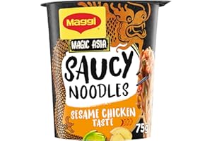 MAGGI Saucy Noodles Asia Pollo y Sésamo Vaso - Pack de 8 x 75g