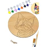 art inside Renkli Kedi Ahşap Boyama Tuval Seti Hediye Hobi Kiti 20 Cm