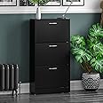 Vida Designs 3 Drawer Shoe Cabinet Cupboard Shoe Storage Organiser Pull Down Wooden Furniture Unit (Black)