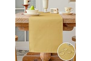 Vorysum Runner Tavolo Moderno Poliestere Impermeabile Tovaglia Runner Effetto Lino Lavabile Decorazione Tavolo da Pranzo Sala da Pranzo, Feste, Festival Matrimoni (Giallo, 33x183cm )