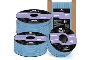 Abma Cord Paracorde 2mm 15m Corde Nylon 3 Brins Type I pour Bricolage, Camping, Extérieur - Max. 90kg (200lbs) - Bleu Ciel