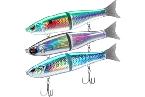 Bassdash SwimShad Glide Baits - Señuelo Articulado Deslizante para Pesca de Lubina, Lucio, Salmón, Trucha y Muskellunge (3 Unidades)