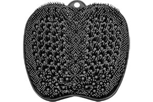 BESKAR Larger Shower Foot Scrubber Mat with Non-Slip Suction Cups- Cleans, Smooths, Exfoliates & Massages Your Feet Without Bending, Improve Foot Circulation & Soothes Tired Feet- Black