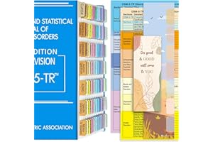 BCABO DSM-5-TR Index-Tabs, 2022 Neue farbcodierte und laminierte DSM-V TR-Tabs, inklusive 94 und 6 Blanko-Tabs, mit Ausrichtungsanleitung und Lesezeichen