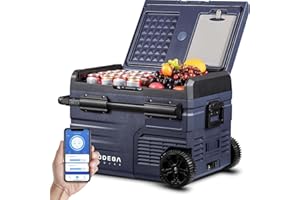 BODEGA 12V Car Refrigerator 35L Portable Freezer Car Fridge Dual Zone APP Control -20℃ to 20℃ RV Electric Compressor Fridge for RV,Outdoor, Camping and Travel