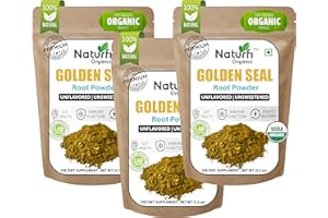 NATURFI ORGANIC Goldenseal Powder - 10.5 oz, 300 Servings *3rd Party Tested* Pure Natural Goldenseal Root Powder Supplement