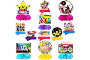 GEYEE 12 Pcs 80s Party Decorations Back to 1980s Honeycomb Centerpieces Colorful Disco Party Favors 80's Centerpieces Retro Table Topper for 80s Theme Birthday Music Party Decorations
