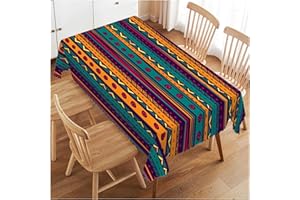 Walmsco Tablecloth Retro Mexican Pattern Decor For Dining Room Kitchen Rectangular Table Cover 132 * 178cm