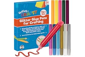 SOL 12pk Glitter Glue Pens for Crafting – 12 Sparkling Shades to Brighten, Stick & Shine, Washable Glitter Glue Pens for Kids Crafting, Scrapbooking, Card & Poster Making, Craft Set for Kids & Adults
