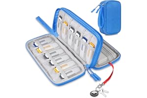 ‎LACDO Lacdo USB-Flash-Laufwerk-Gehäuse, USB-Stick-Halter Hülle Tragbare Organizer Zubehör Elektronische Aufbewahrungstasche für San Disk/SamData/Samsung Jump Drive Memory Stick, Kabel, Mittlere Größe-Blau