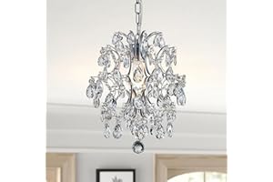 BESTIER Colgante moderno Araña de cristal Gota de lluvia Iluminación Lámpara de techo Lámpara para el comedor Cuarto de baño Dormitorio Salón 1 E27 Bombillas requeridas D32cm x H40cm