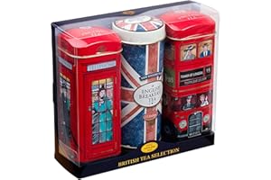 NEW ENGLISH TEAS Heritage Tea Selection Triple Tea Tins of 14 Gift Pack Union Jack
