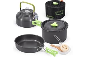 MENGH-SHOP Camping Cookware Set Portable Camping Cooking Kit Non Stick Camping Pots and Pans for Camping Picnic Hiking BBQ for 2-3 People