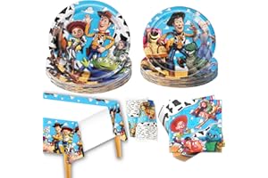 AMAZLUCK 81 Pcs Party Plates Kids Birthday Party Supplies Set, Party Decorations Birthday Tableware Includes Dinner Plates Cups And Napkins Tablecloth Gift Decorations Kids Baby 20 Guests