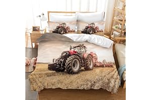 CXYXHW Juego de ropa de cama de tractor, impresión 3D, diseño de tractor, ropa de cama infantil, microfibra, 3 piezas con cierre de cremallera, para niños, adolescentes y jóvenes (tractor 2, 135 x 200
