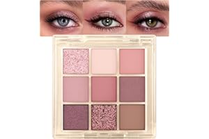 Erinde Palette Ombre à paupières 9 Couleurs, Pearlescent Palette de Fards à Paupières, Mates Longue Tenue Eyeshadow, Brillant Shimmer Palettes de Maquillage, Rose pigmentées# #04