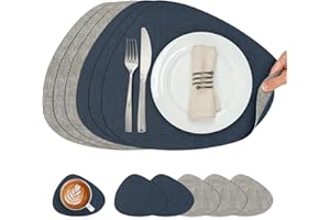 Chitomars Placemats and Coaster Set of 6, Place Mats Table Mats Coffee Mats Placemats set of 6 Triangle Waterproof Wipeable Dual Sided Kitchen Heat Resistant Non-Slip Washable