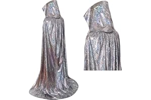 maxToonrain Glitter Cape Halloween Full Length Bling Bling Shiny Cloak Men Women Mardi Gras Notting Hill Carniva Christmas Costume (Silver, 130CM)