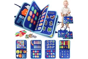 PRZRAO Activity Board Montessori Spielzeug ab 1 2 3 4 Jahr, Busy Board Motorikspielzeug, Sensorisches Busy Board, Grundkenntnisse Lernspielzeug, Motorikbrett für Auto, Flugzeug, Reise (Multipage)