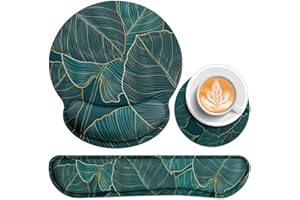 Acezeek 3-in-1 Mauspad Set, Mauspad mit Gelkissen+Handballenauflage Tastatur+Cup Pad,Ergonomisches Mauspad mit Memory Foam,Mouse Pad Schmerzlindernd,rutschfest Gaming Mauspad für Zuhause,Büro,Spiele