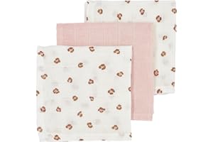 Meyco Baby Mini Panther, 3-częściowe (muślinowe ściereczki, muślinowe ściereczki wykonane w 100% z bawełny, chłonne i szybkoschnące, wielofunkcyjne), miękkie różowe