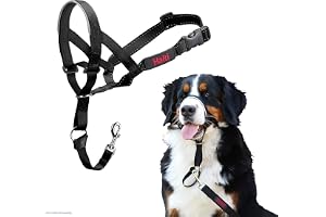 Halti Headcollar | Storlek 4, Svart | För att hindra din hund från att dra i kopplet. Justerbar och lätt, med vadderat näsban