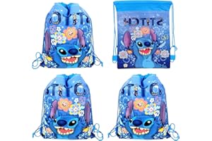 WINRIC Stitch Party Bags Stitch Party 4Pack Favor Gift Drawstring Reusable Bag Fillers for Kids Girls Boys Birthday Party Decorations Supplies