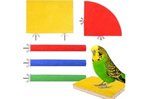 Heyu-Lotus 5 Pack Bird Perches, Natural Wood Bird Perch Stand Platform Paw Grinding Stick Set for Small Parakeets, Cockatiels, Budgies, Conures