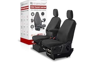 UK Custom Covers Ford Transit Custom Seat Covers - Waterproof Van Seat Covers and Heavy Duty Dog Seat Cover for Ford Transit Custom Front Seats 2023 On (Black, Front - Single/Single)