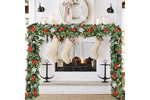 ‎JOPASSY Jopassy Weihnachtsgirlande 5m 100 LEDs Tannengirlande Künstlich inkl. Weihnachtsdeko Grüne Weihnachtsgirlande Deko für Kamine Treppen Wand Tür Draußen Innen Balkon