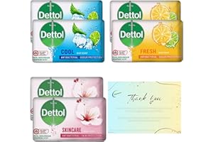 Antibacterial Soap Bundle with 6-Pack Soap Bars (2x Fresh Soap 60g, 2x Cool Soap 60g, and 2 x Skincare Soap 60g) and Glameno Thank You Card