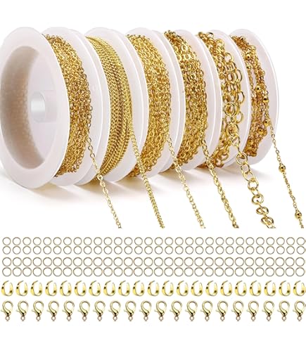 5m 18K Gold Büroklammerkette Mit Verschlüssen - Edelstahl DIY Schmuck Basteln